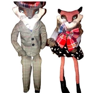 Debi Lilly City Holiday Fox & Mr Fox grey suit Tweed Herringbone Christmas decor